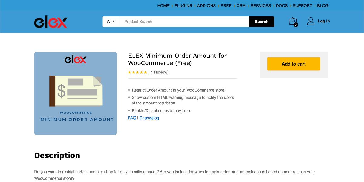 ELEX Minimum Order Amount for WooCommerce