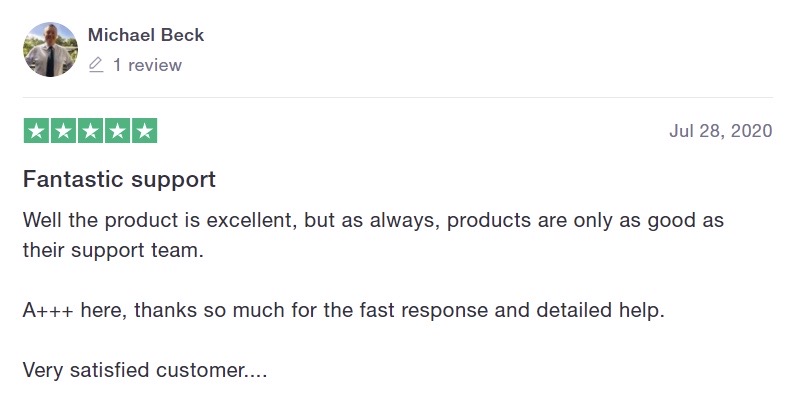 Customer's good review about Shoptimized's support service