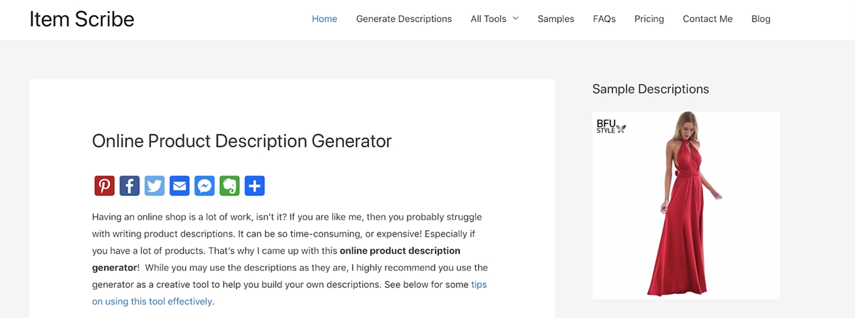 Item Scribe - Product description generation tool