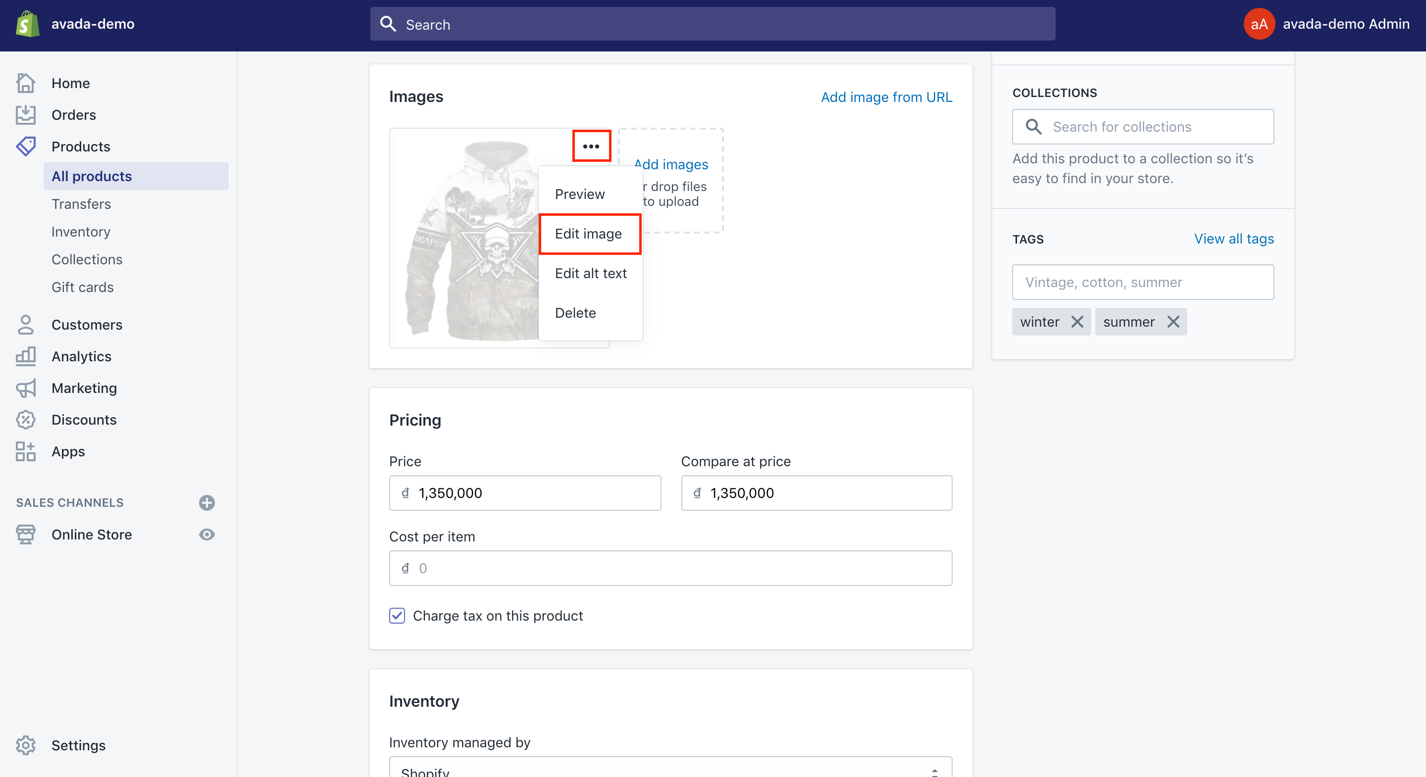 How to resize product image in Shopify