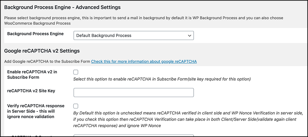 Background process settings