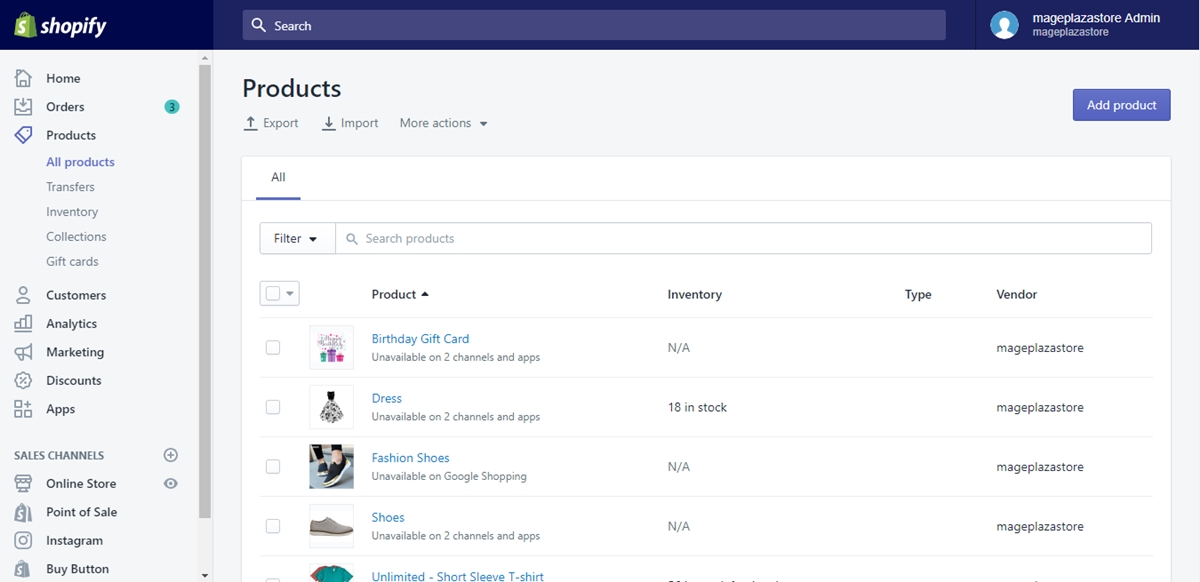 changing inventory quantities by product Shopify