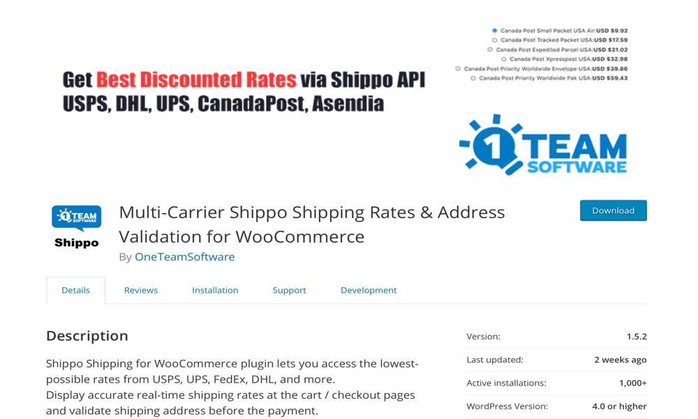 Multi-Carrier Shippo Shipping Rates & Address Validation for WooCommerce
