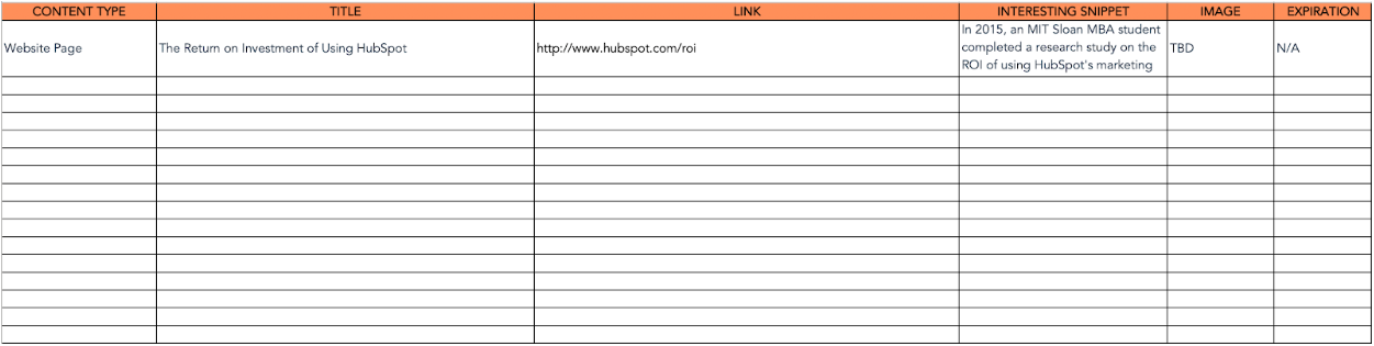 Social Media Content Calendar Tool to help Facebook Marketing: Content Repository