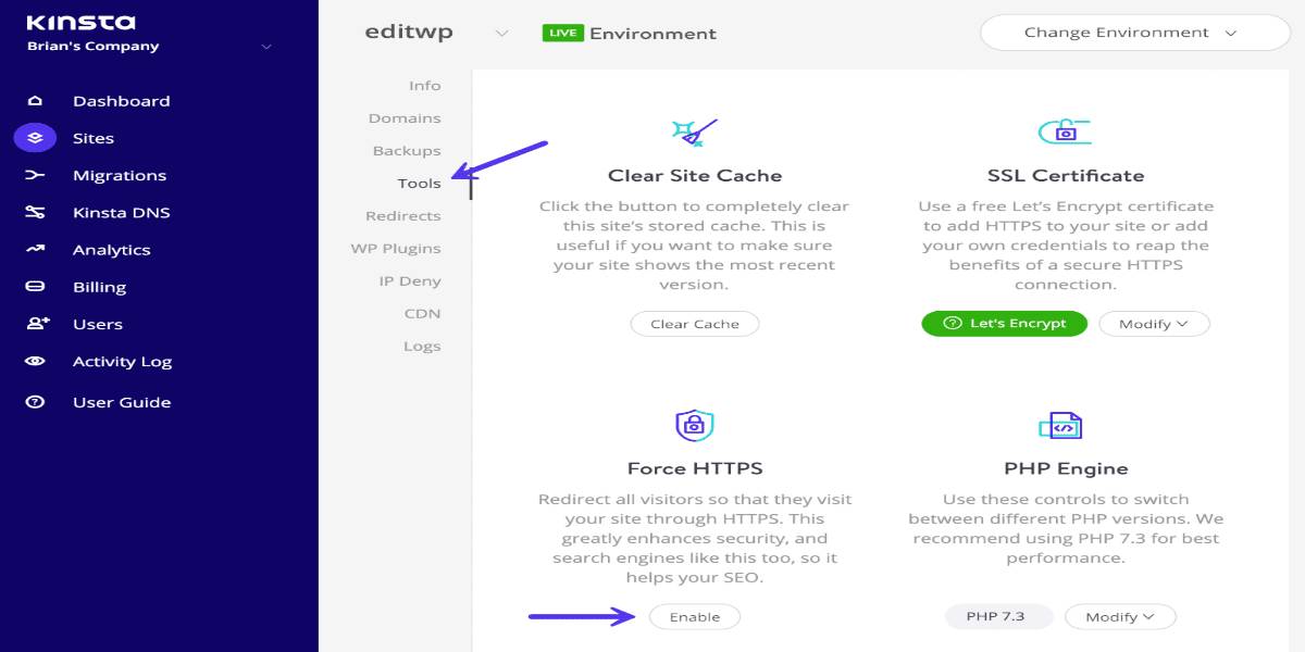 Enable SSL in Kinsta