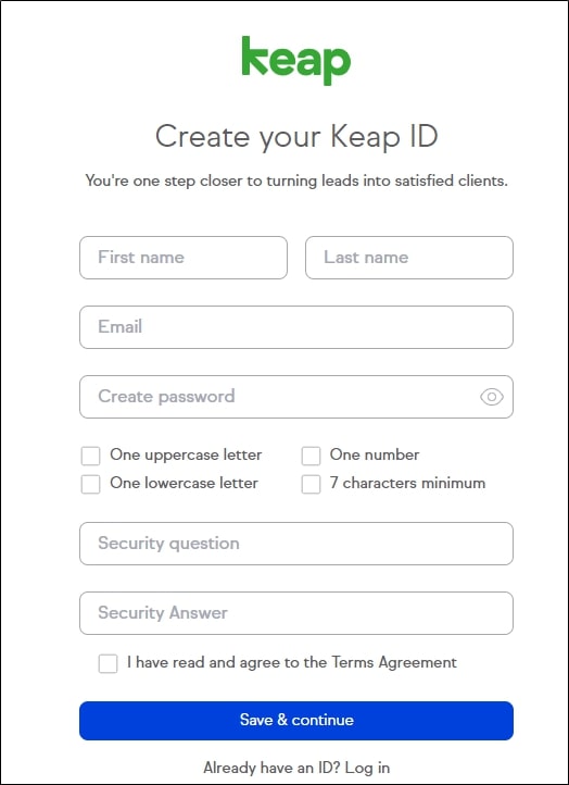Creating your Keap account