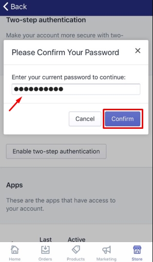 How to enable two-step authentication for a staff account on iPhone 5