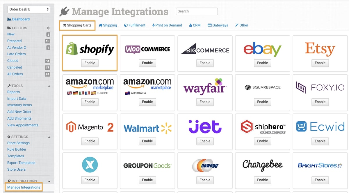 Integraciones de Shopify