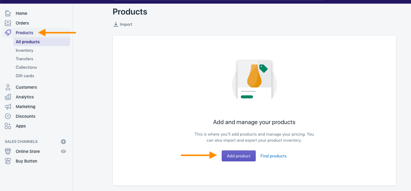 Add your products to the Shopify store