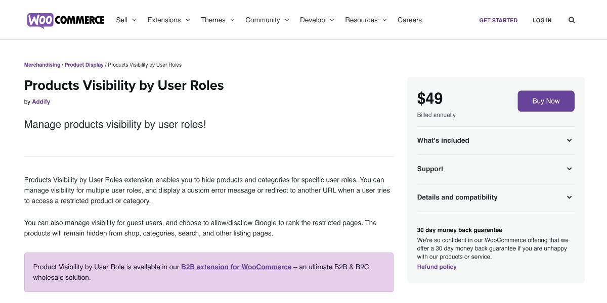 Products Visibility By User Roles