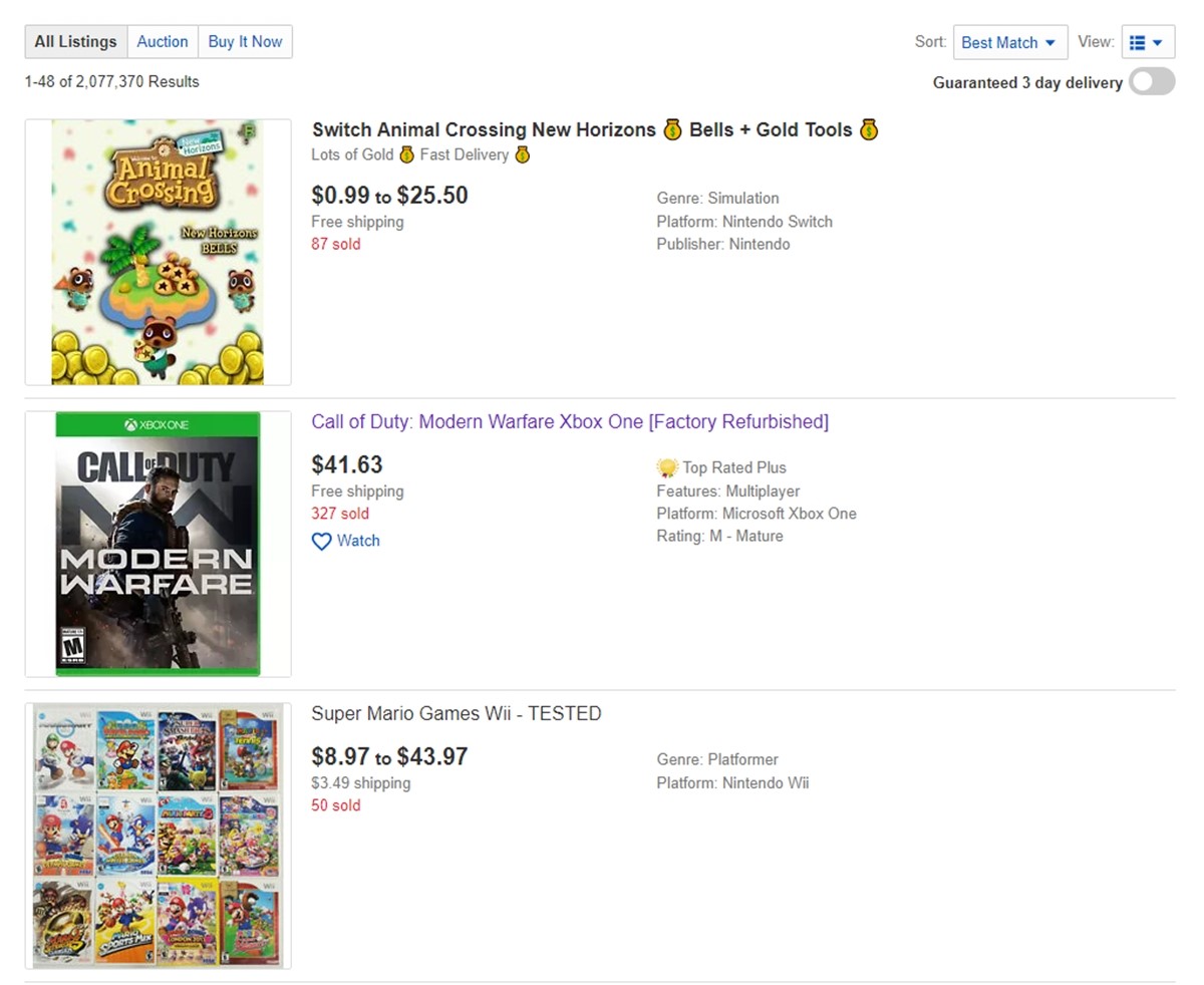 Video games on eBay