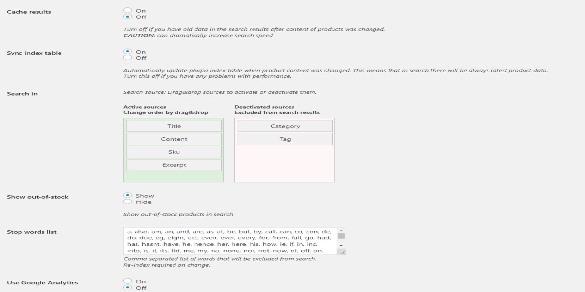 Configure Advanced Woo Search’s options