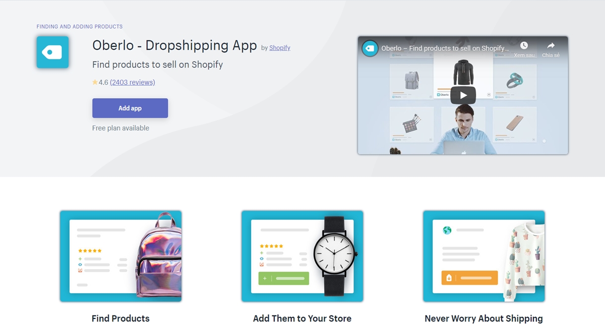 Necessary dropshipping apps: Oberlo