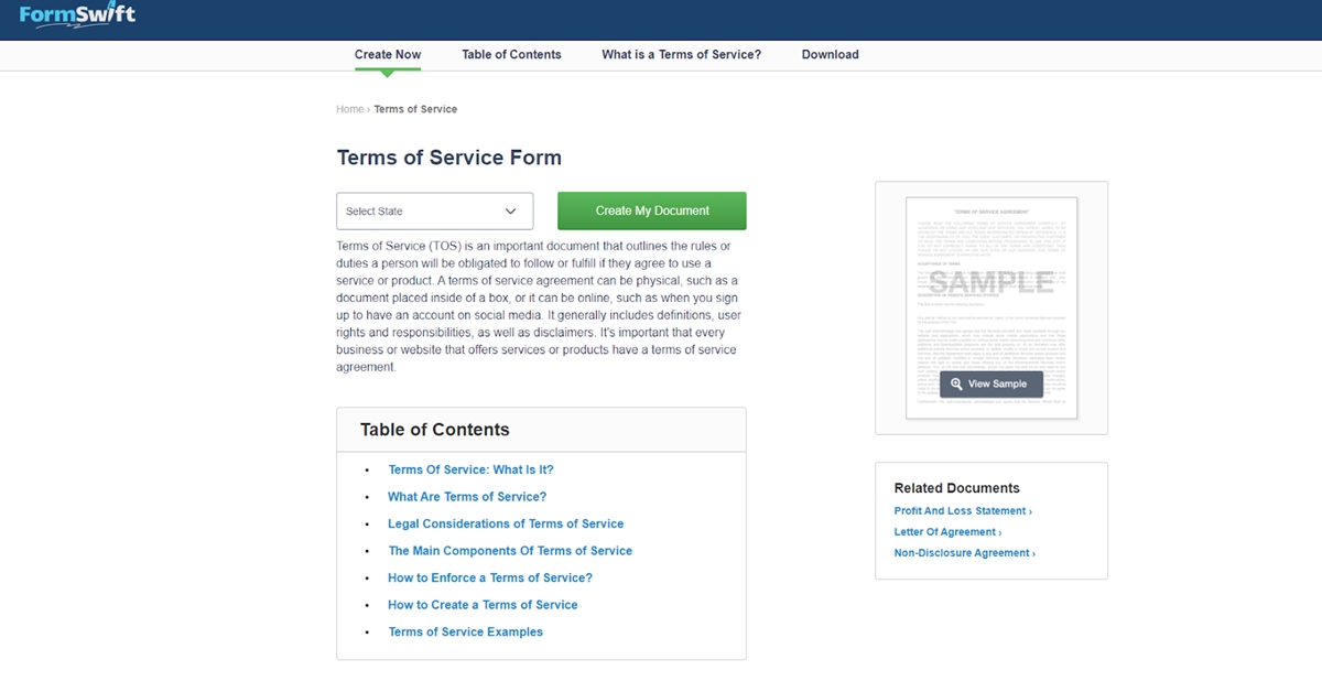 Best terms and conditions generators: FormSwift - legally compliant generator