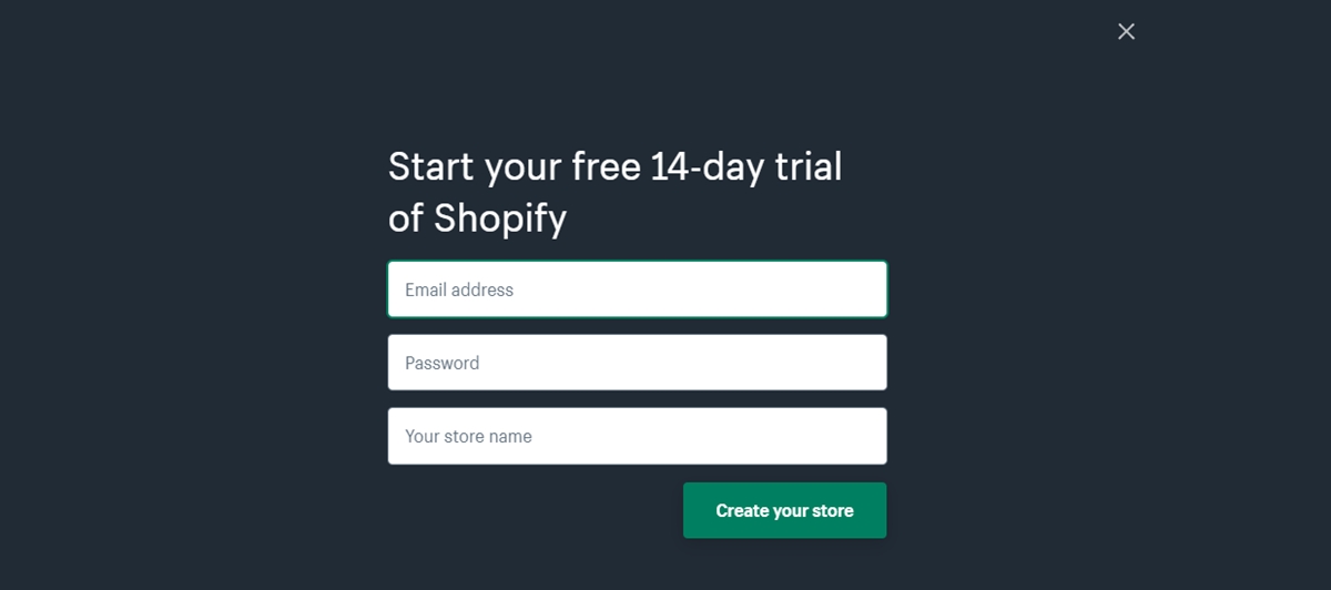 Set up Shopify store before launch: Signing up an account