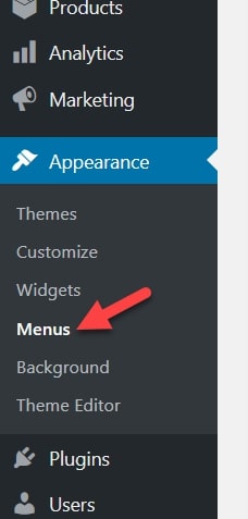 WooCommerce Menus page