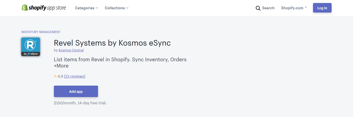 Revel Systems by Kosmos eSync to integrate Revel POS with Shopify