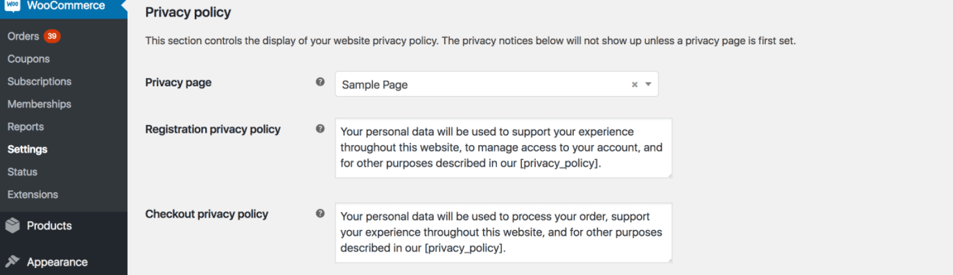 Add Privacy Policy 