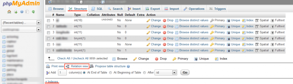 Select your database