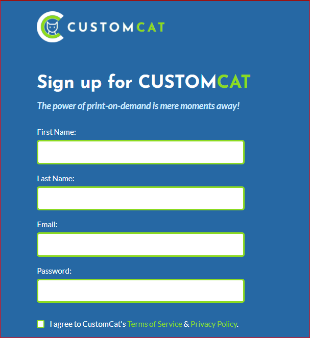 Create a free account for CustomCat