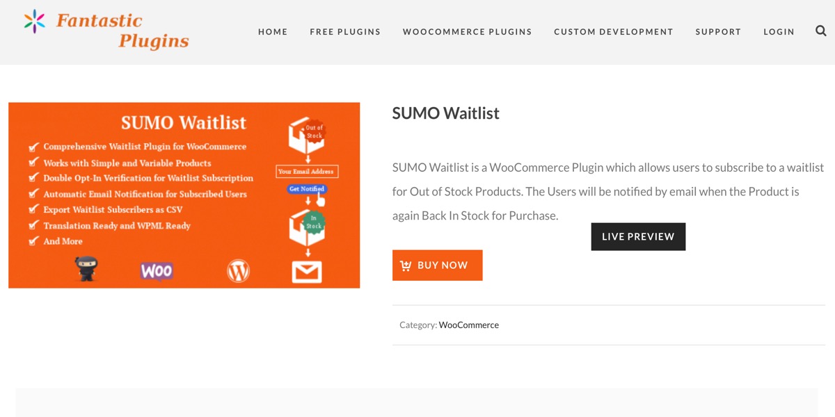 Sumo WooCommerce Waitlist