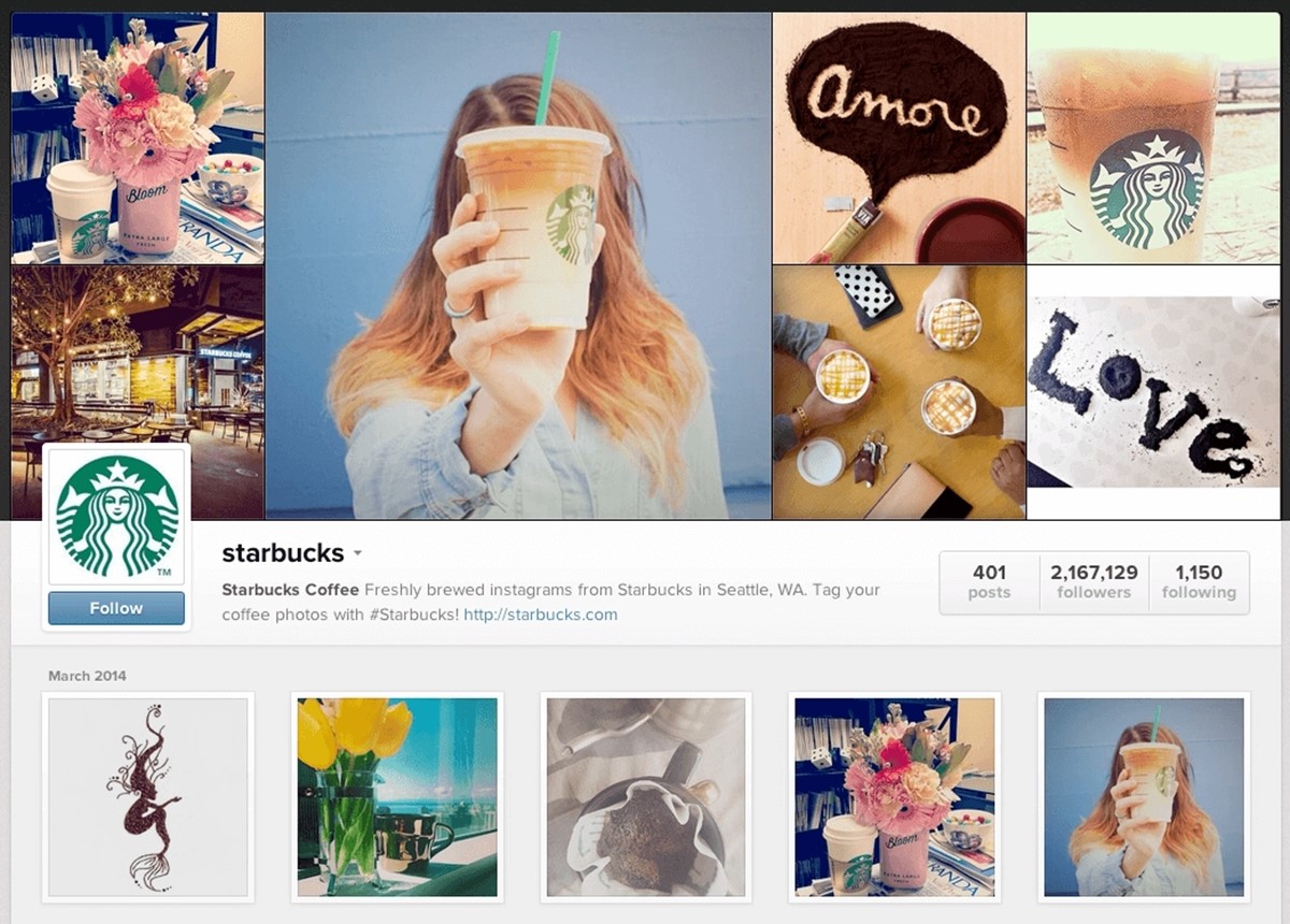 Best visual marketing examples: Starbuck Channel on Instagram