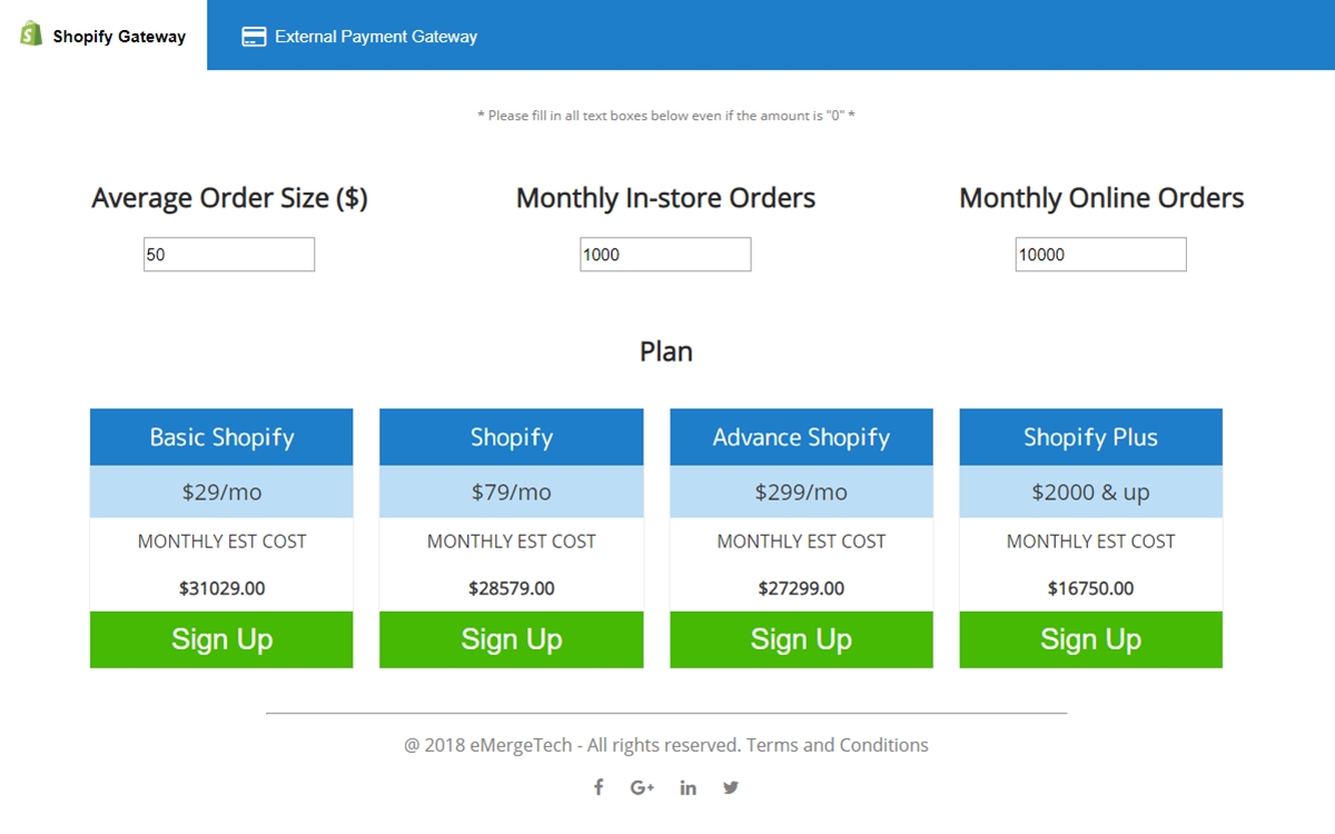 shopify pricing calculator