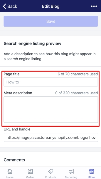 how to edit the search engine listing for a blog