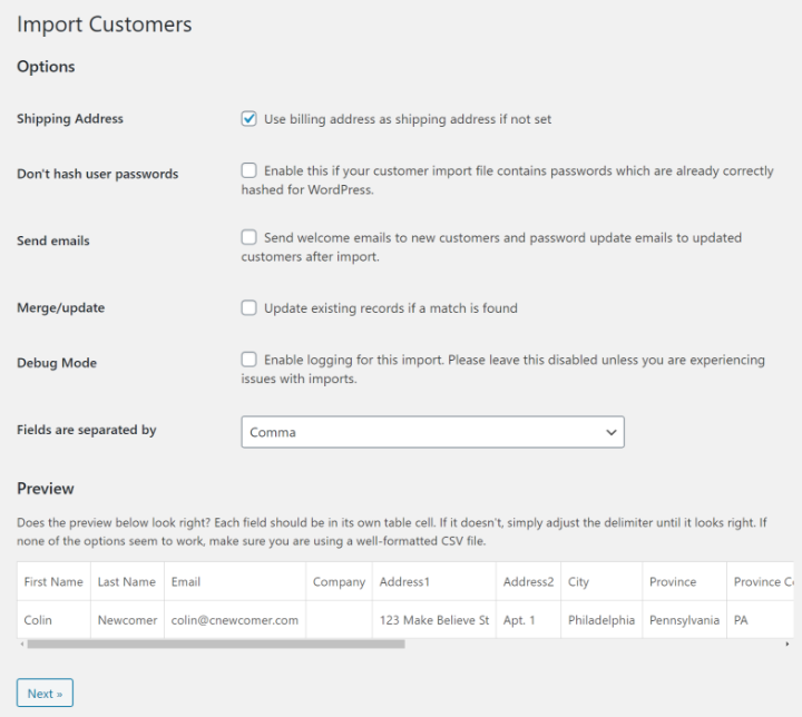 Upload this CSV file