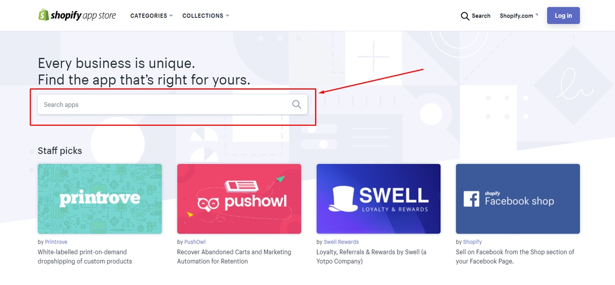 how find apps app store shopify