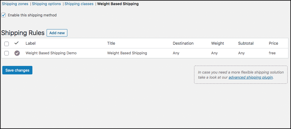 Your shipping rules will look like this