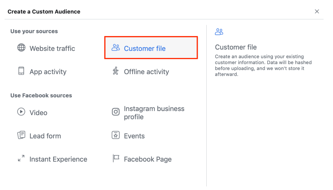 Facebook Advertising – Customer File