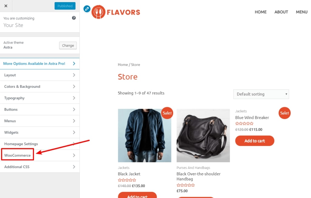 WooCommerce selection