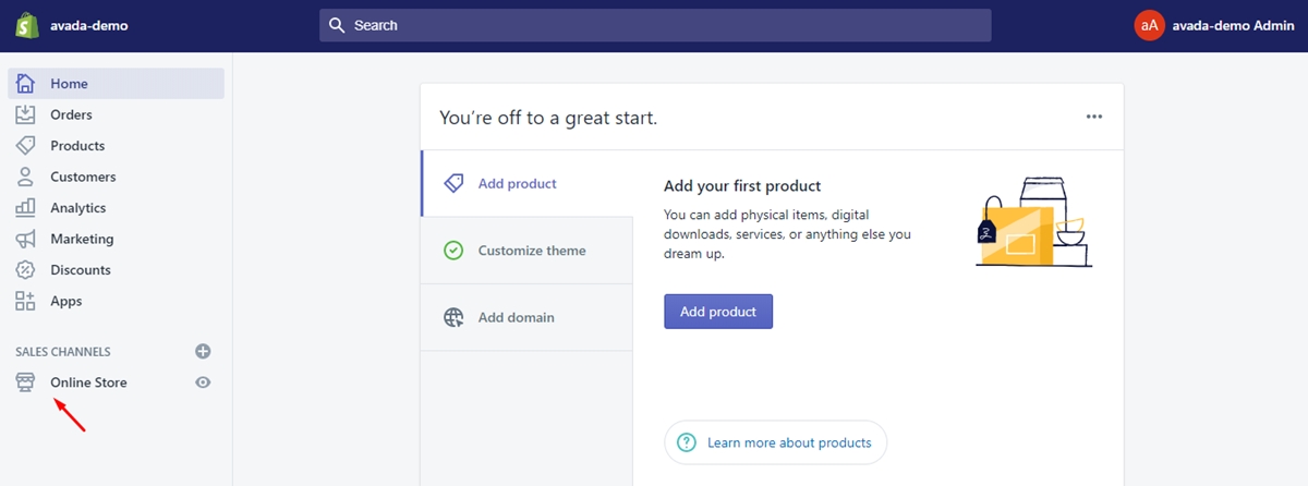 Adding sidebar to Shopify store step 1