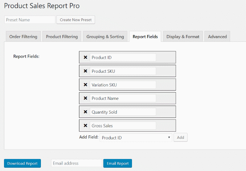 report sections