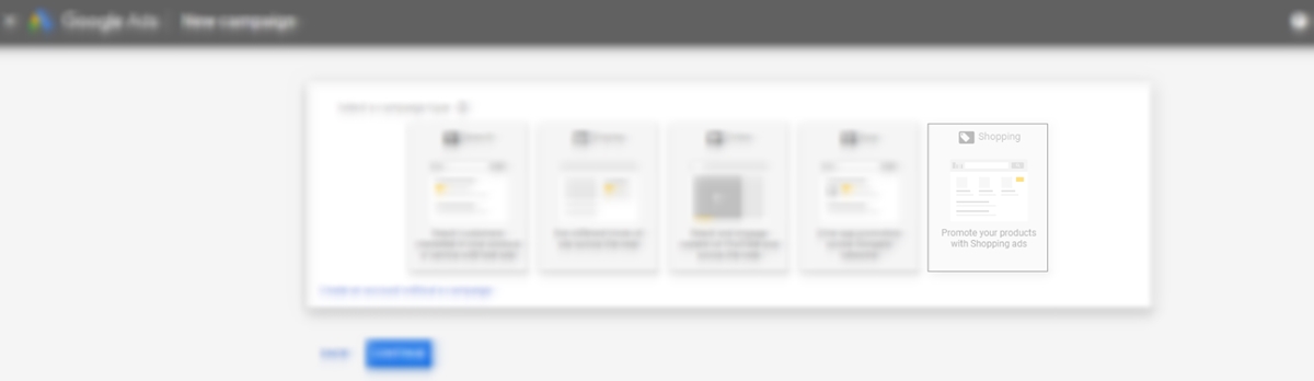 Setting up Google Shopping ads: Create a new campaign