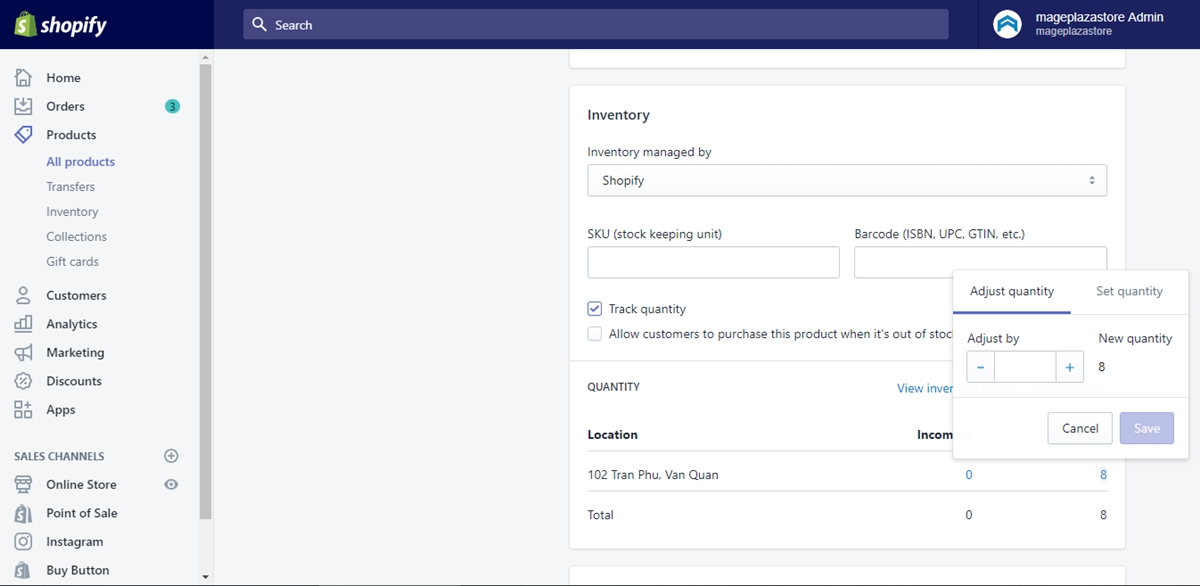 How to change Inventory Quantities at a location