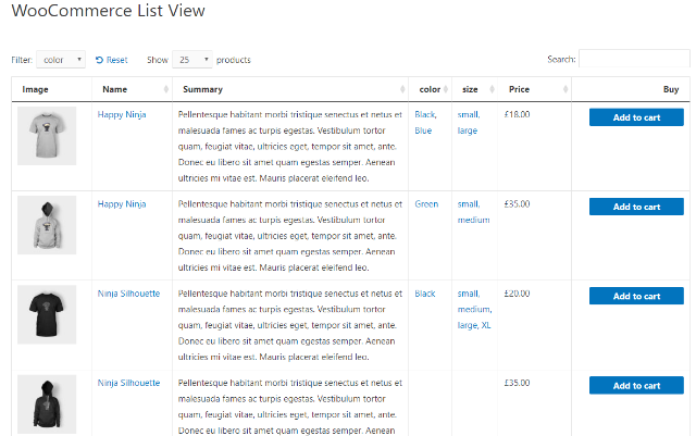 Create shortcode for your WooCommerce List View