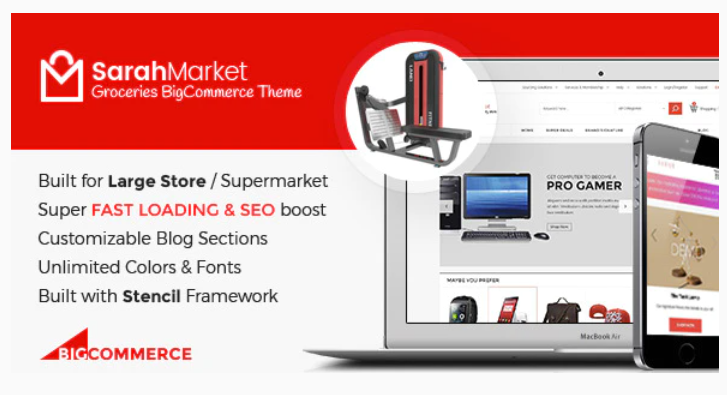 SarahMarket - Large Store Grocery Responsive BigCommerce Template