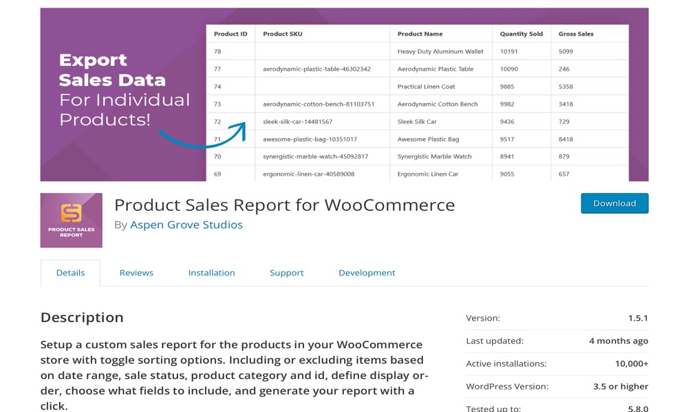 Product Sales Report For WooCommerce