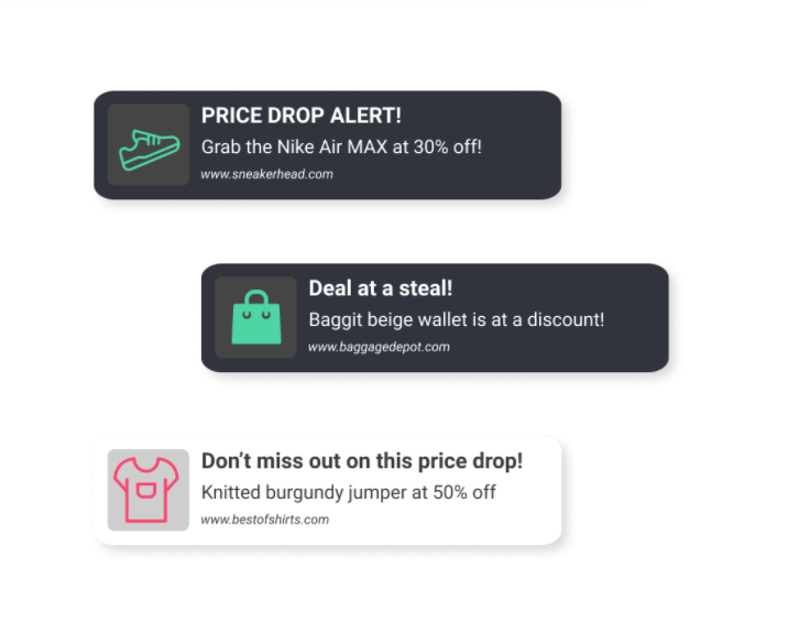 Price drop push notification