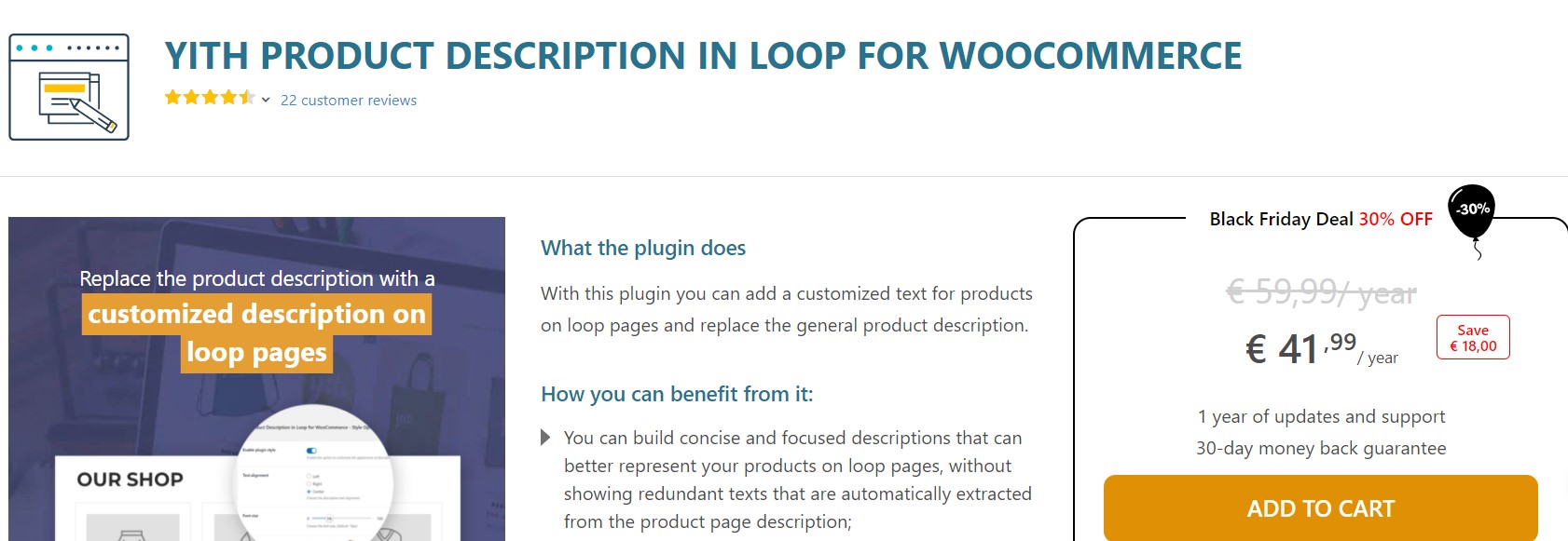 YITH Product Description in loop for WooCommerce