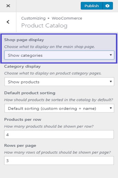 Display product categories on Shop page