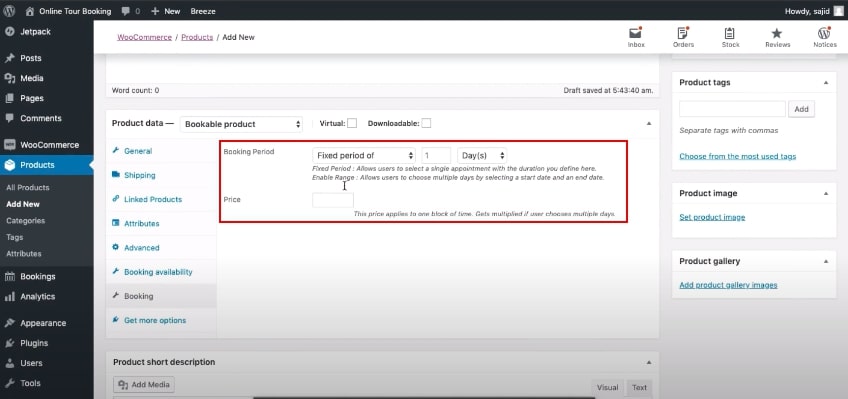 Step 2: Heading to bookable products