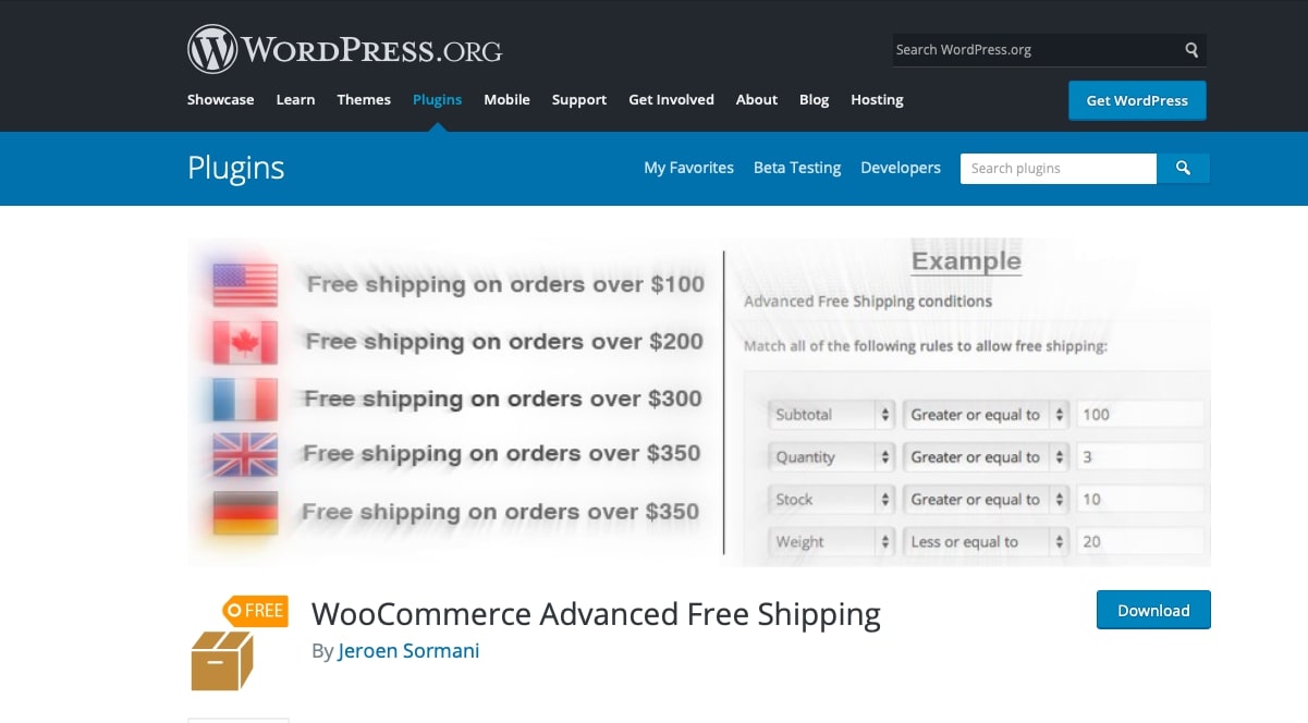 WooCommerce advanced free shipping