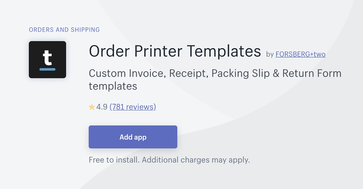 Apps to support you starting online businesses: Order Printer Template