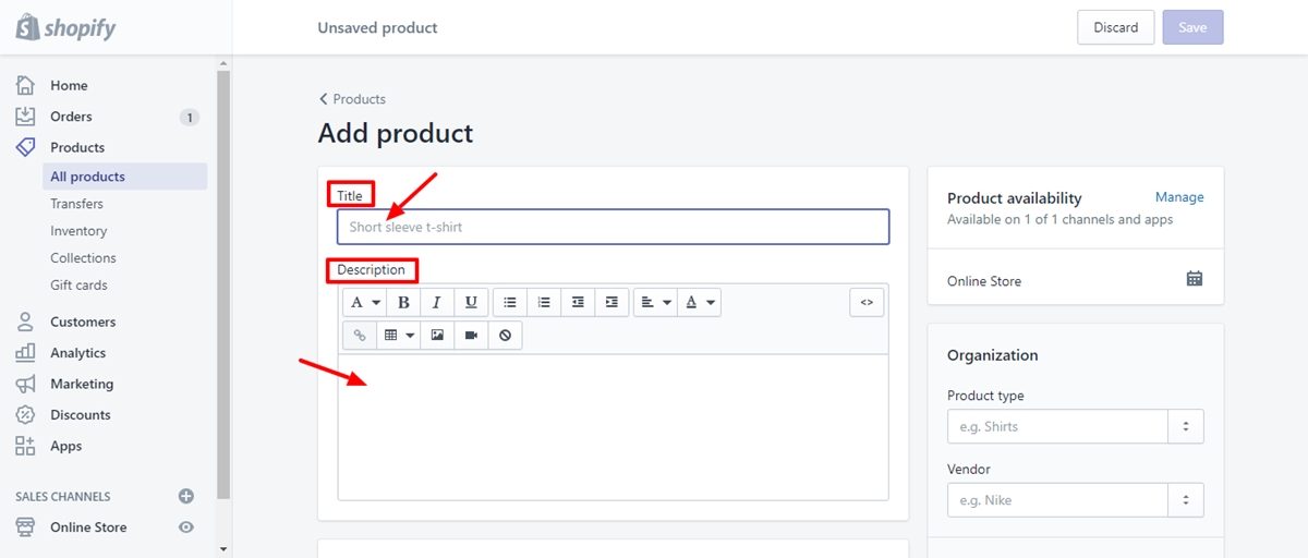 How to add product type to Shopify?