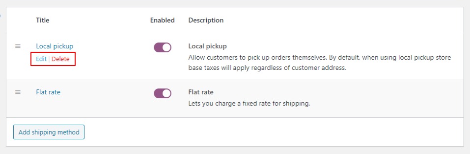 Once you've chosen a shipping method, you'll be able to add a fee and tax by clicking the blue Edit text next to the shipment method's name.