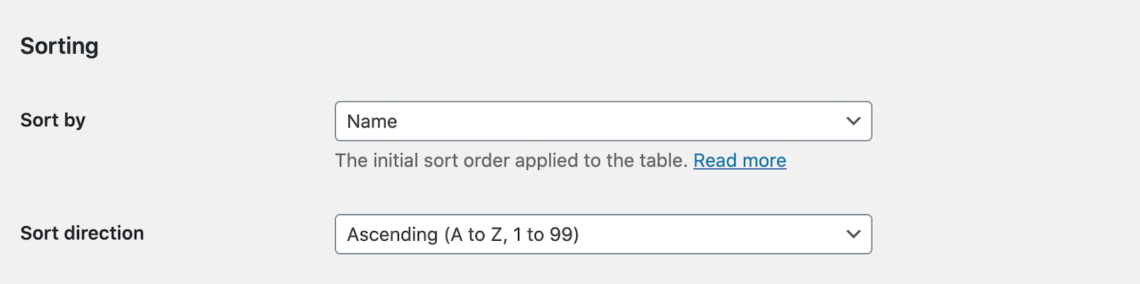 Configure the sorting option for every product
