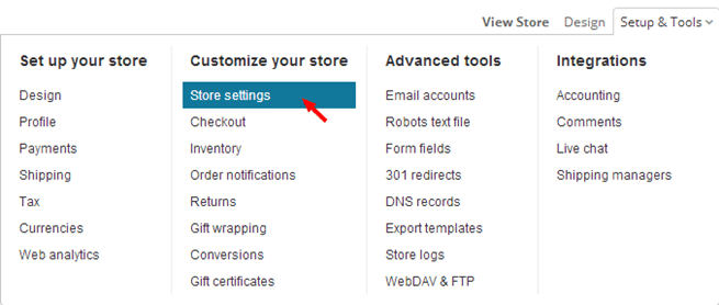 Make the change with Store settings